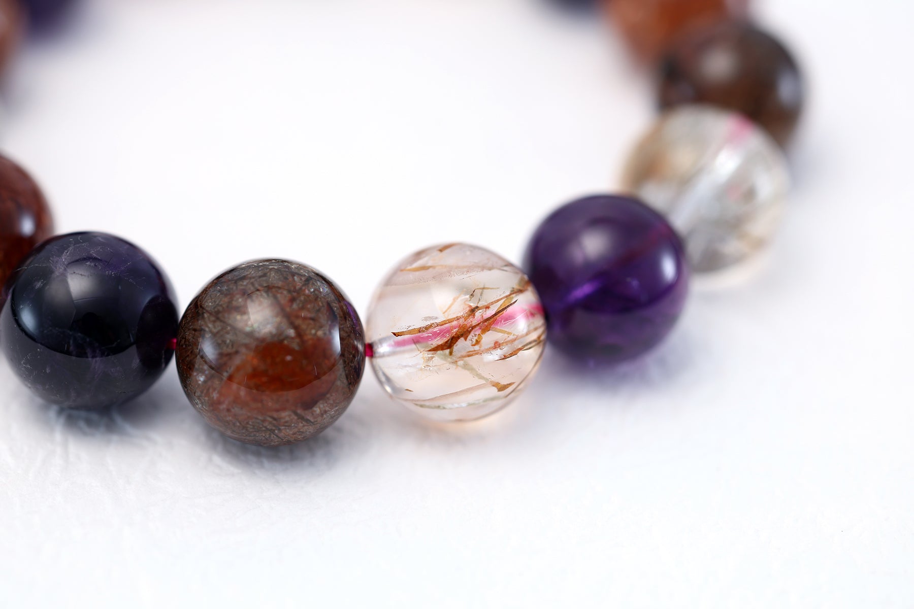 Pink Quartz, Strawberry Quartz & Clear Quartz Bracelet - Love, Joy & Clarity